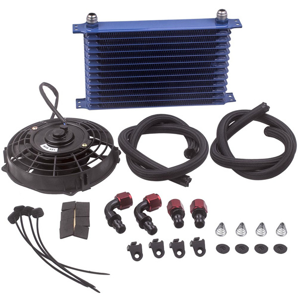Universal AN10 13 Row Engine Trust Oil Cooler Kit &amp; 7&quot; Electric Cooling Fan