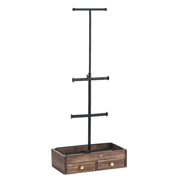 Wooden Jewelry Box With High-Grade Wall Barn Door Decoration, Jewelry Seat For Necklaces, Earrings, Bracelets, Rings And Other Accessories - Brown