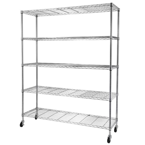 5-Tier NSF-Certified Steel Wire Shelving with Wheels