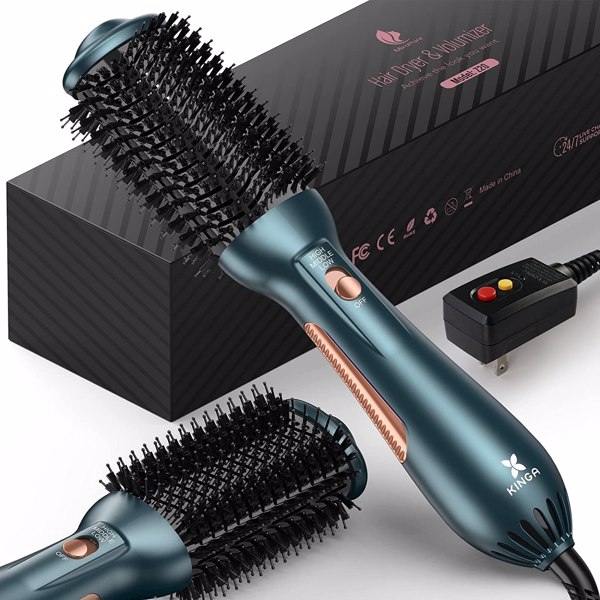 KINGA Hair Dryer Brush In One Blow Dryer Brush Professional Quality Hot Air Brush One Step Blowout Brush Hair Dryer and Volumizer ,Green Z20