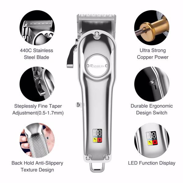 Men Hair Trimmer 3 in 1 IPX7 Waterproof Beard Trimmer Grooming Kit Cordless Hair Clipper for Women &amp; Children LED Display USB Rechargeable