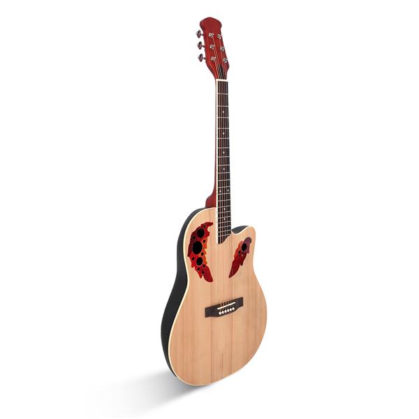 41 inch Cutawary Round Back Acoustic Guitar Spruce Top Grape Hole Burlywood