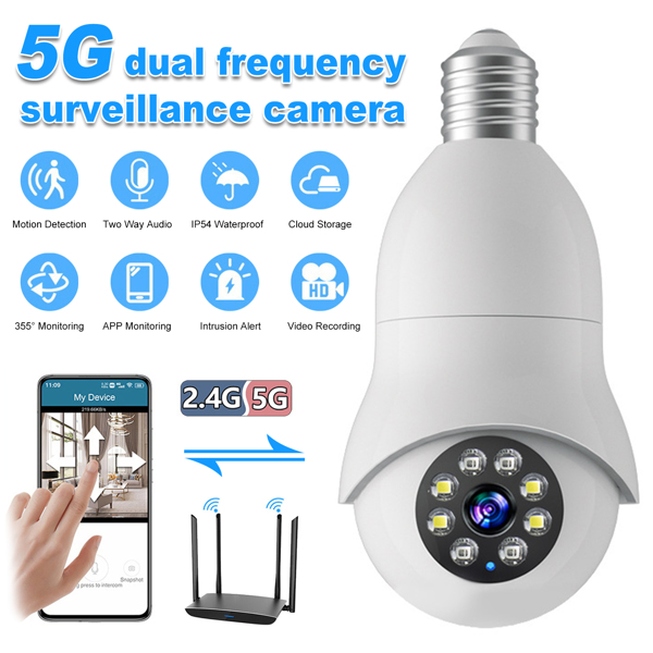 Full HD 1080P Wireless Wifi IP Camera E27 Bulb Home Security Lamp Light Camera