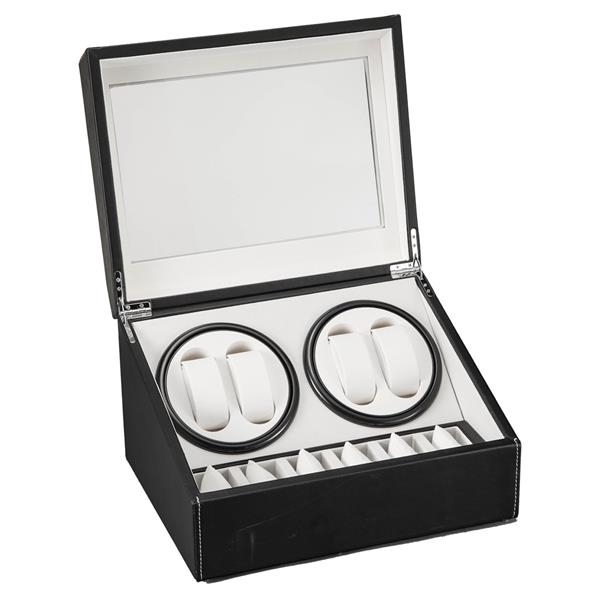 Black Leather Watch Winder Storage Auto Display Case Box 4 6 Automatic Rotation