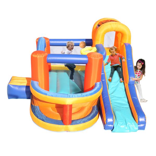 Inflatable Bounce House,Slide Bouncer with Basketball Hoop, Climbing Wall, Large Jumping Area, Ideal Kids Jumper