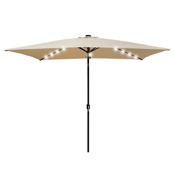 Outdoor Patio Umbrella 10 Ft x 6.5 Ft Rectangular Market Table Umbrella with Crank and Push Button Tilt