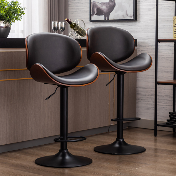 Set of 2 Adjustable Bar Stools , Upholstered Swivel Barstool, Mix color PU Leather Barstools