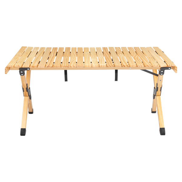 90*60*43cm Wooden Camping Roll Table Log Varnish Color