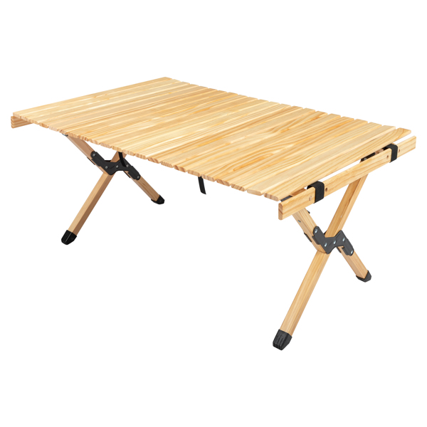 90*60*43cm Wooden Camping Roll Table Log Varnish Color