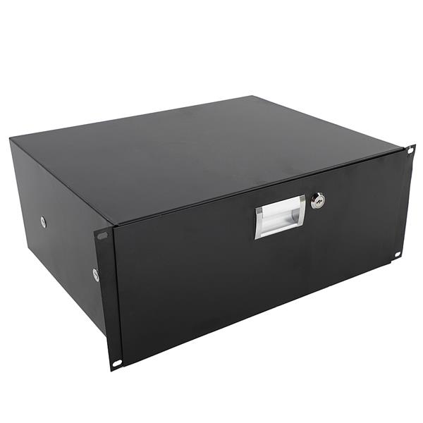 19&quot; 4U Steel Plate DJ Drawer Equipment Cabinet with Keys Black