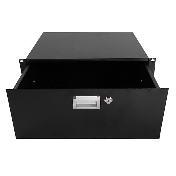 19&quot; 4U Steel Plate DJ Drawer Equipment Cabinet with Keys Black