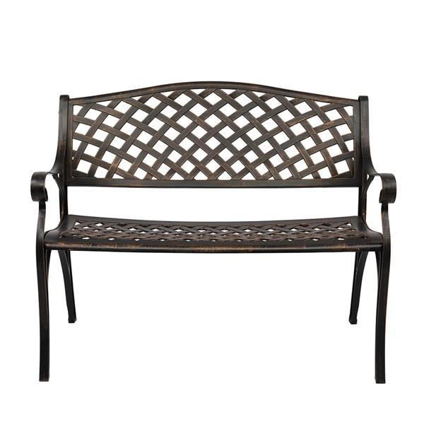 40.5&quot; Outdoor Cast Aluminum Bench With Mesh Backrest Seat Surface