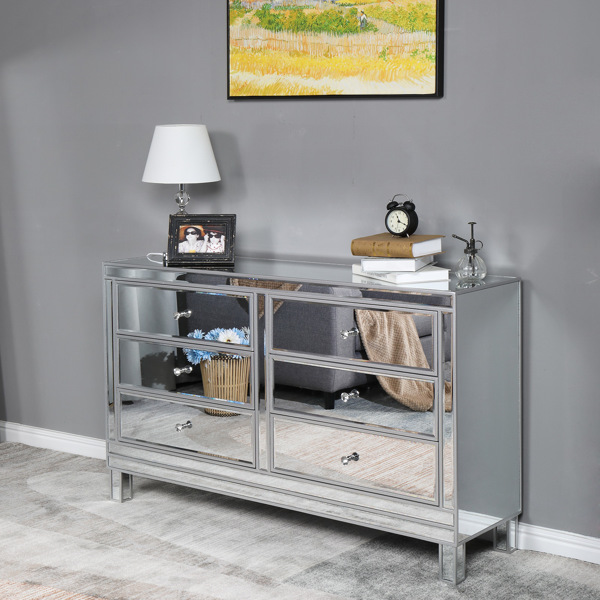 Brand Unique Mirrored Glass TV STAND with 6 Drawers