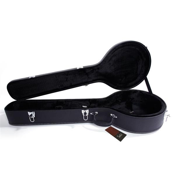 [Do Not Sell on Amazon]Glarry 5-String 6-String Microgroove Pattern Leather Wood Banjos Case Black