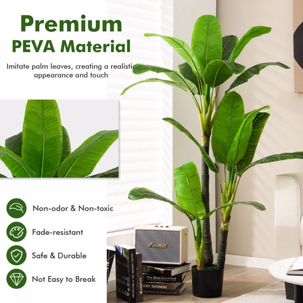 5 FT Artificial Tree Fake Banana Plant Faux Tropical Tree for Indoor &amp; Outdoor