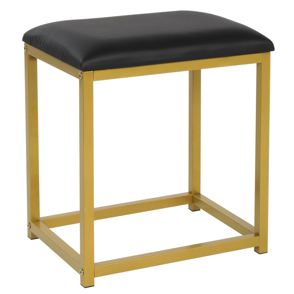 Vanity Stool with Metal Legs, Cushion Vanity Chair, Dressing Makeup Stool Bench, Black