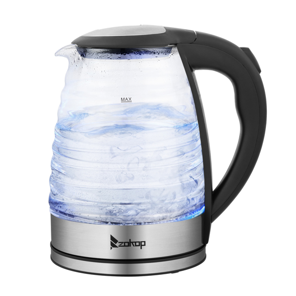 American Standard HD-1858L 1.8L 110V 1100W  Electric Kettle Stainless Steel High Quality Borosilicate Glass Blue Light