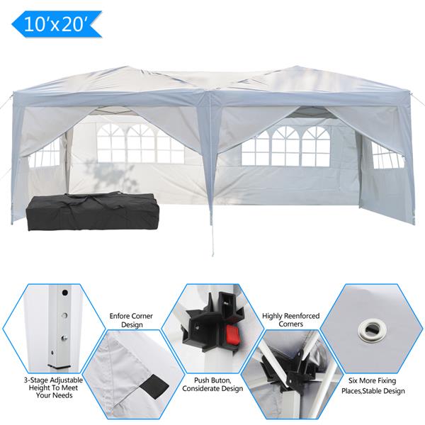 3 x 6m Four Windows Practical Waterproof Folding Tent White