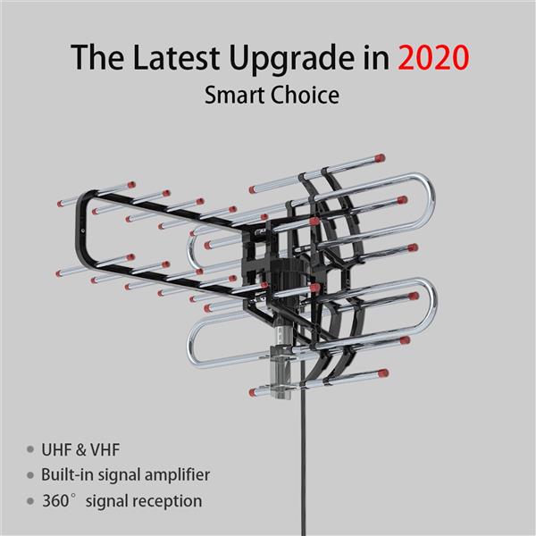 TA-851B 360Rotation UV Dual Frequency 45-860MHz 22-38dB Open Antenna Silver