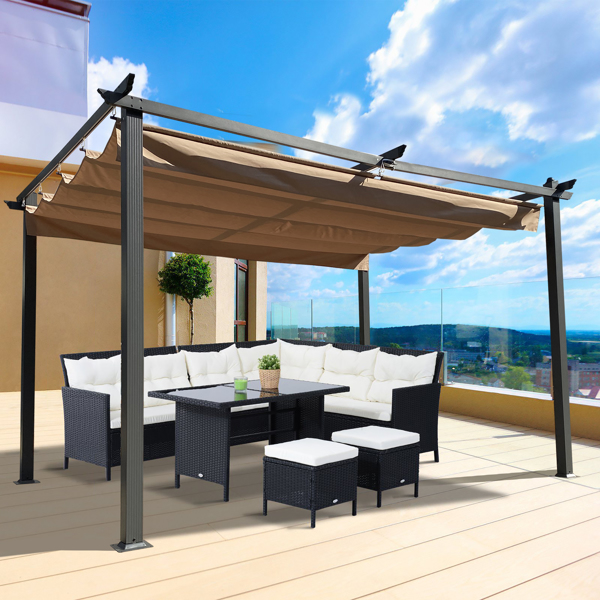 13 x 10 Ft Outdoor Patio Retractable PergolaBeige