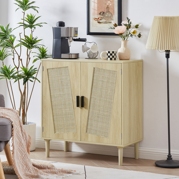 Kitchen storage cabinets with rattan decorative doors, buffets, wine cabinets, dining rooms, hallways, cabinet console tables, Natural31.5''LX 15.8''WX 34.6&quot;H.