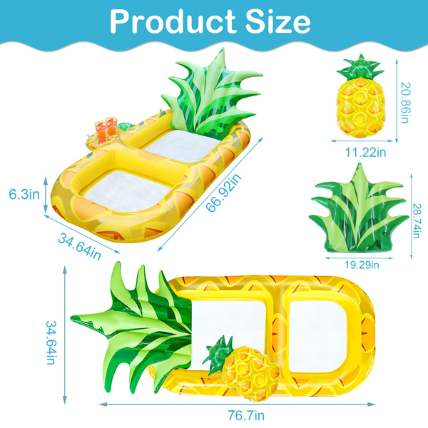 Water inflatable lounge chair floating row Pineapple floating row