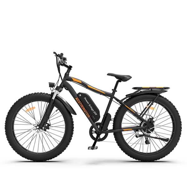 AOSTIRMOTOR 26&quot; 750W Electric Bike Fat Tire P7 48V 13AH Removable Lithium Battery for Adults with Detachable Rear Rack Fender(Black)S07-B