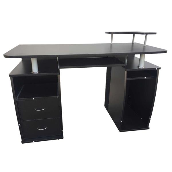 Integrated Melamine Board Computer Desk with Drawers Black