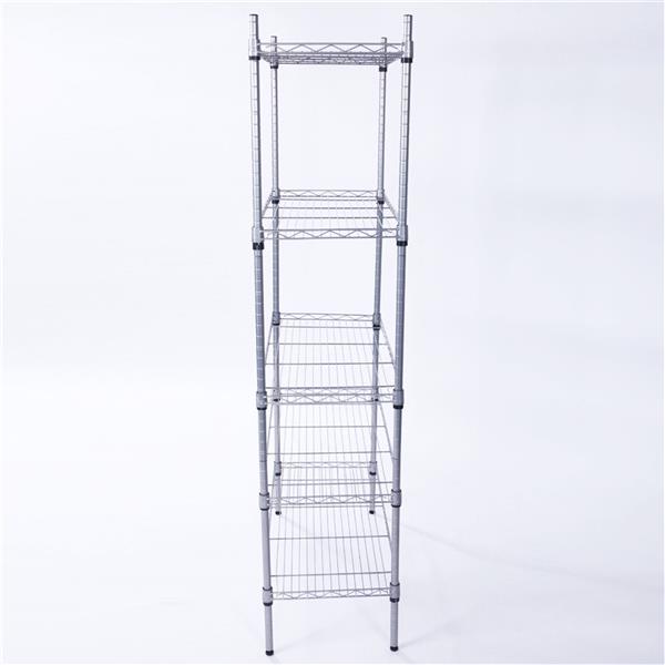 XM-304B Rectangle Carbon Steel Metal Assembly 5-Shelf Storage Rack Silver Gray