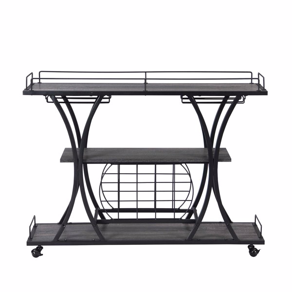 Industrial Bar Cart Kitchen Bar&amp;Serving Cart for Home with Wheels 3 -Tier Storage Shelves