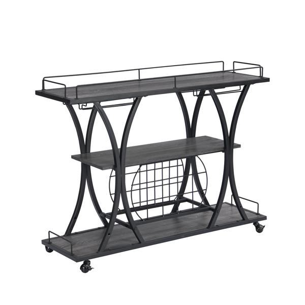 Industrial Bar Cart Kitchen Bar&amp;Serving Cart for Home with Wheels 3 -Tier Storage Shelves
