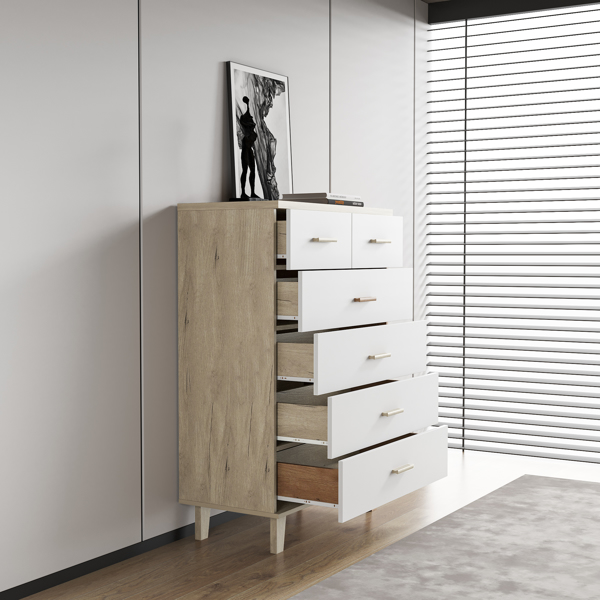 Storage Cabinet Dresser Bedside Table Chest Simple Bedroom Furniture Solid Wood Feet and Handles Fashionable Bedside Cabinet Two and Four Combo Drawers Cabinet