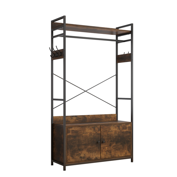 Free-Standing Closet Clothing Rack, Independent wardrobe manager, clothes rack, multiple storage racksLarge Heavy Duty Clothing Storage Shelving Unit for Bedroom Laundry Room, Brown