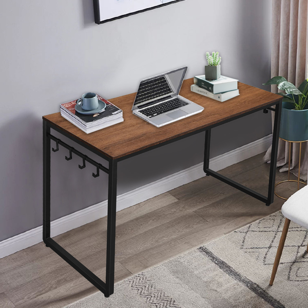 Walnut 55Office Desk with 8 Hooks
