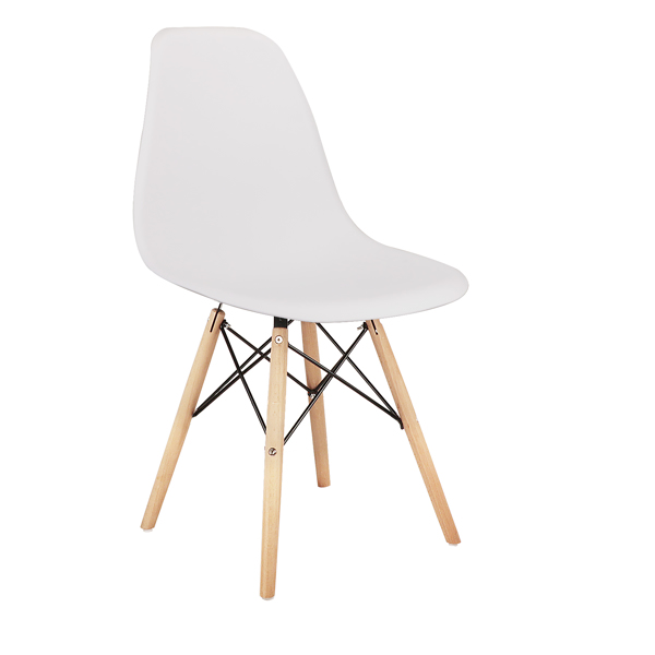 Living Room Chairs/Dining Chairs/Desk Chairs/Office Chairs/Leisure Chairs/Natural Beech Chairs with ABS backrest, a Set of 4, White