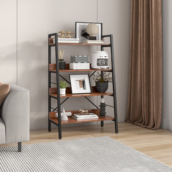 4 LAYER DISPLAY BOOKSHELF H LADDER SHELF STORAGE SHELVES RACK SHELF UNIT METAL FRAME