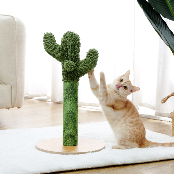 Cactus Cat Scratching Post 21.7'' Cat Scratcher with Sisal Rope for Small &amp; Medium Cats Kittens Green