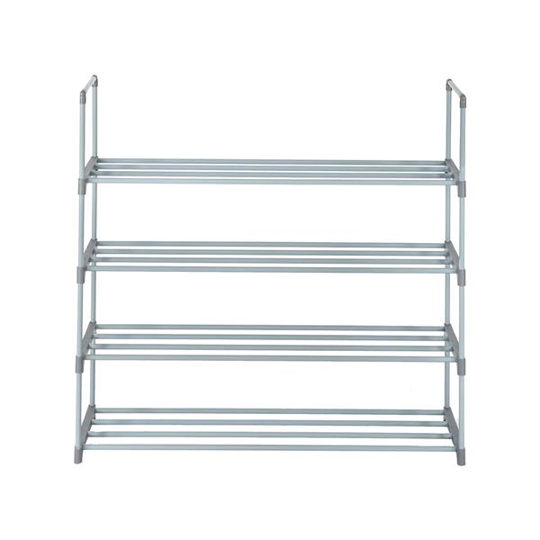 2 Set 4 Tiers Shoe Rack Shoe Tower Shelf Storage Organizer For Bedroom, Entryway, Hallway, and Closet Gray Color