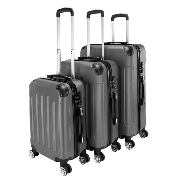 3-in-1 Portable ABS Trolley Case 20&quot; / 24&quot; / 28&quot; Dark Gray