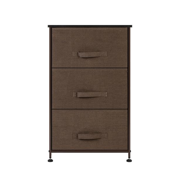 3-Tier Dresser Drawer, Storage Unit with 3 Easy Pull Fabric Drawers and Metal Frame, Wooden Tabletop, for Closets, Nursery, Dorm Room, Hallway, Brown