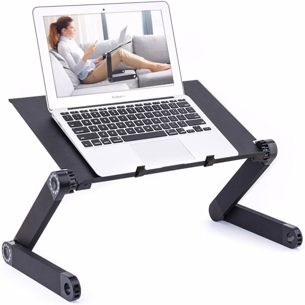 Laptop Stand for Bed, Adjustable Height Laptop Desk for Couch, Foldable Laptop Desk Workstation from Home, Notebook Riser Ergonomic Computer Tray Reading Holder TV Bed Tray Black