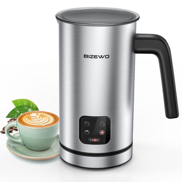Milk Frother and Steamer, Electric Milk Warmer with Touch Screen, BIZEWO 4 IN 1 Automatic Stainless Steel Steamer for Coffee , Latte, Hot Chocolates(Shipment from FBA)