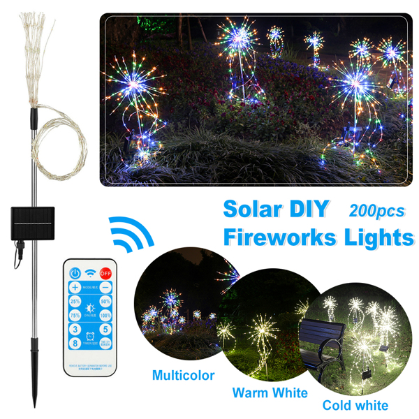 Solar Firework Lights Outdoor Waterproof Path Lawn Garden Decor Lamp