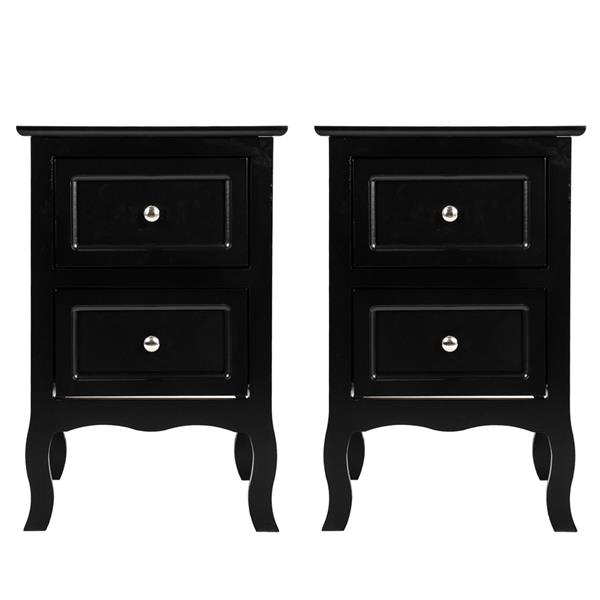 2pcs Country Style Two-Tier Night Tables Large Size Black