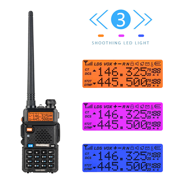 1.5&quot; LCD 5W 144~148MHz / 420~450MHz Dual Band Walkie Talkie with 1-LED Flashlight (Black)