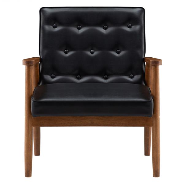 (75 x 69 x 84)cm Retro Modern Wooden Single Chair,Black PU