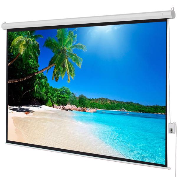 100&quot; 4:3 80&quot; x 60&quot; Viewing Area Motorized Projector Screen with Remote Control Matte White
