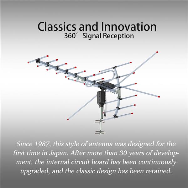 TA-001 360Rotation UV 45-230MHz/470-860MHz 15-22dB Outdoorn Antenna Black