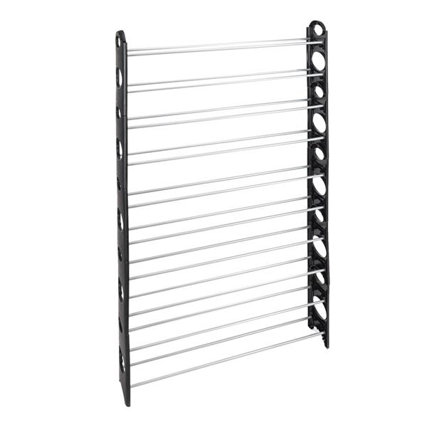 10-Tier 50-Pair-of-shoes Adjustable Steel &amp; Plastic Shoe Rack Black &amp; Silver