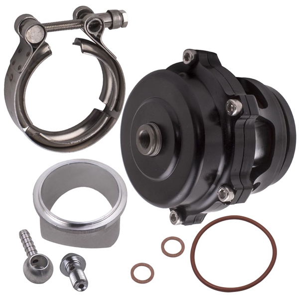 1X 50MM ALUMINUM TURBO CHARGER 360 VENT V BAND BOV 35 PSI BOOST Black